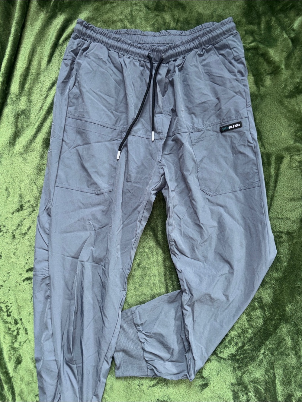 Men's Gray/Blue Utility Pants with Drawstring